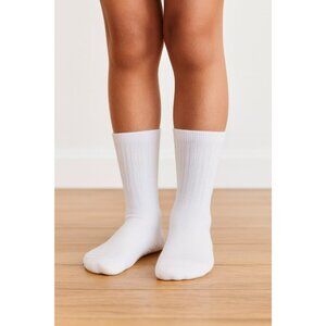 Girls’ 5 Pairs Knee High Grip Socks – White – Size 7-9 Years – NIP